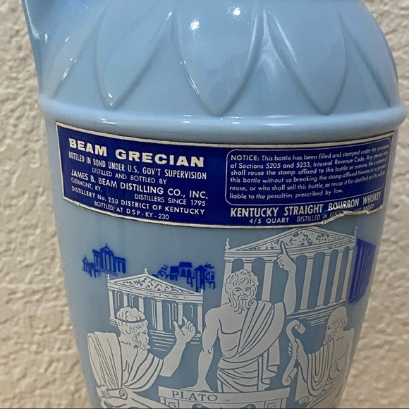 Vintage Jim Beam Grecian Philosophers Socrates Plato Aristotle Blue Decanter - Picture 9 of 13